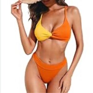 ZAFUL Women's Texture Bikini Sets with Criss Cross Back Two Piece Swimsuit